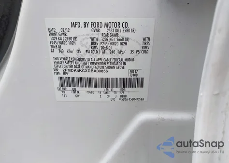 2013 Ford Edge Limited из США, поврежденный, VIN 2FMDK4KCXDBA00856